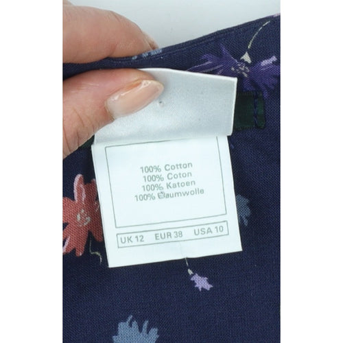 Laura Ashley Women Blue UK 12 Floral Cotton Short Blazer Jacket