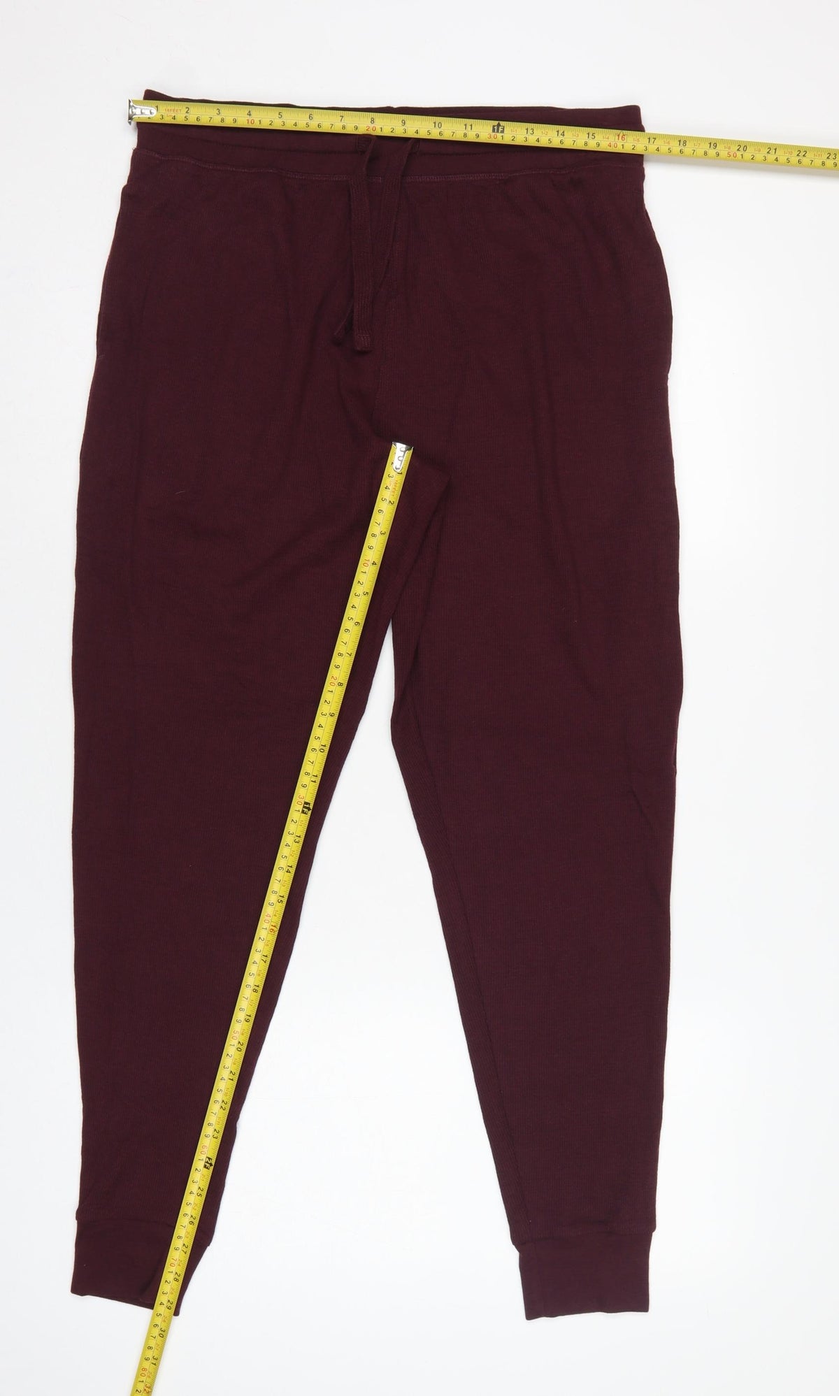 Close-up detail of Marks and Spencer Men’s Burgundy L Knit Drawstring Lounge Pants
