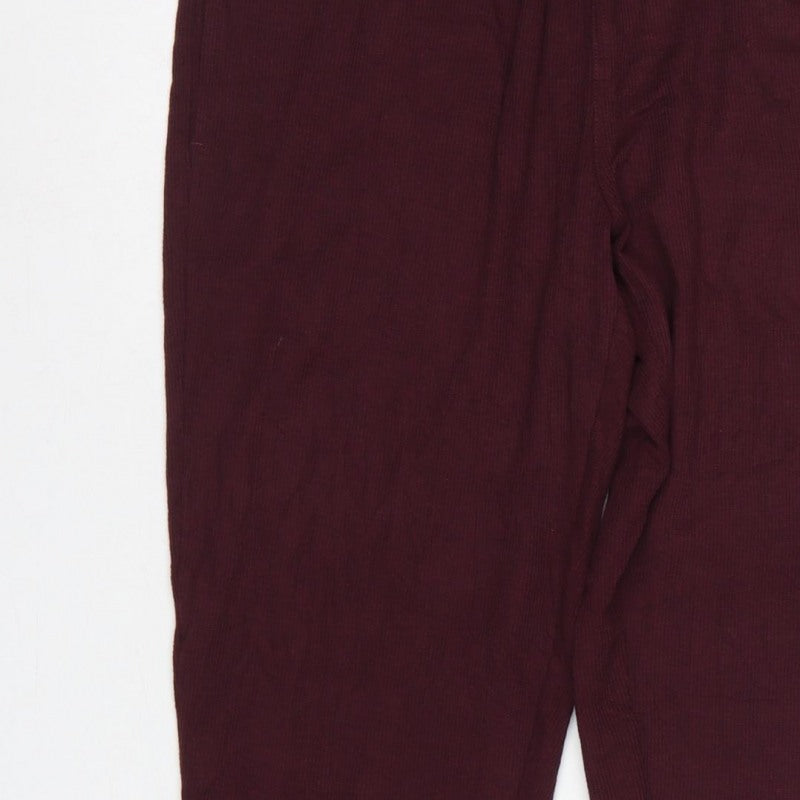 Marks & Spencer Men Red M Ribbed Drawstring Lounge Pyjama Pants