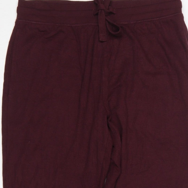 Marks & Spencer Men Red M Ribbed Drawstring Lounge Pyjama Pants
