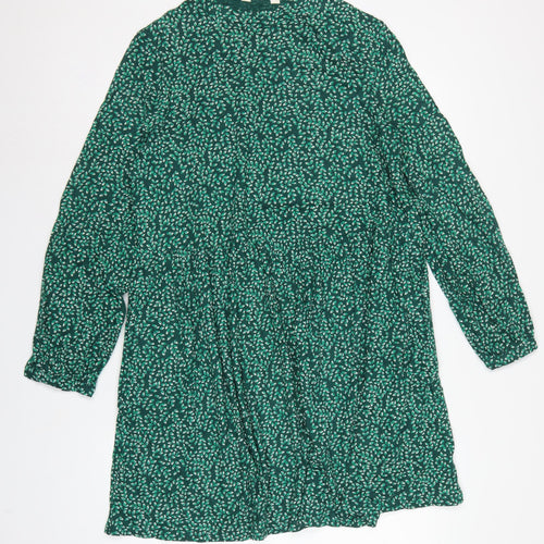 Seasalt Cornwall Women Green Leaf Print UK 14 A-Line Cotton Dress