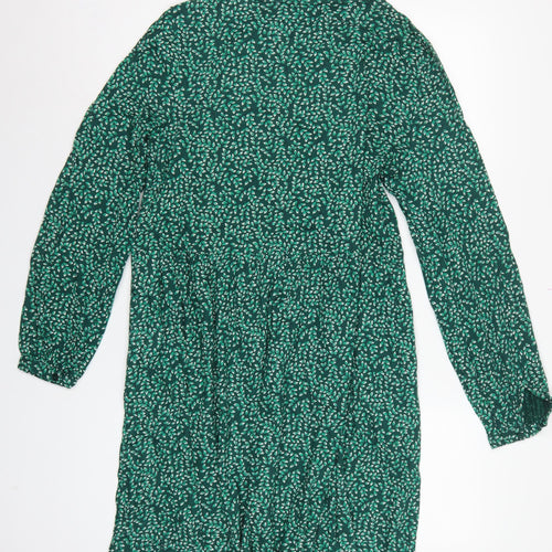 Seasalt Cornwall Women Green Leaf Print UK 14 A-Line Cotton Dress