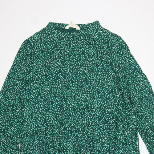Seasalt Cornwall Women Green Leaf Print UK 14 A-Line Cotton Dress