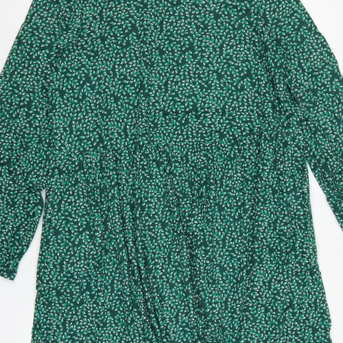 Seasalt Cornwall Women Green Leaf Print UK 14 A-Line Cotton Dress