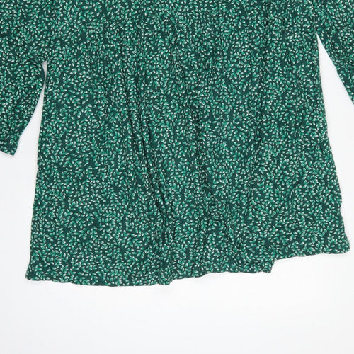 Seasalt Cornwall Women Green Leaf Print UK 14 A-Line Cotton Dress