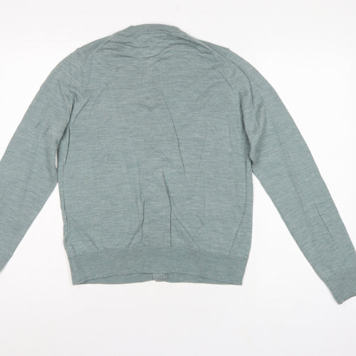 Marks & Spencer Women Grey Size 12 Merino Wool Button Cardigan