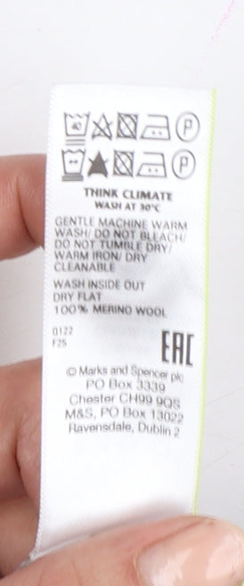 Marks & Spencer Women Grey Size 12 Merino Wool Button Cardigan