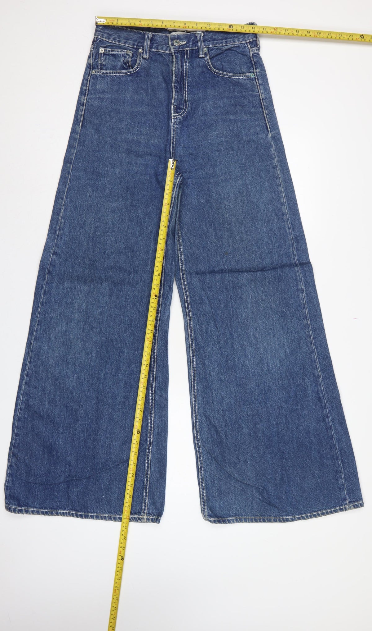 Zara Woman Blue Wide-Leg Jeans UK 10 High Rise Denim 5-Pocket