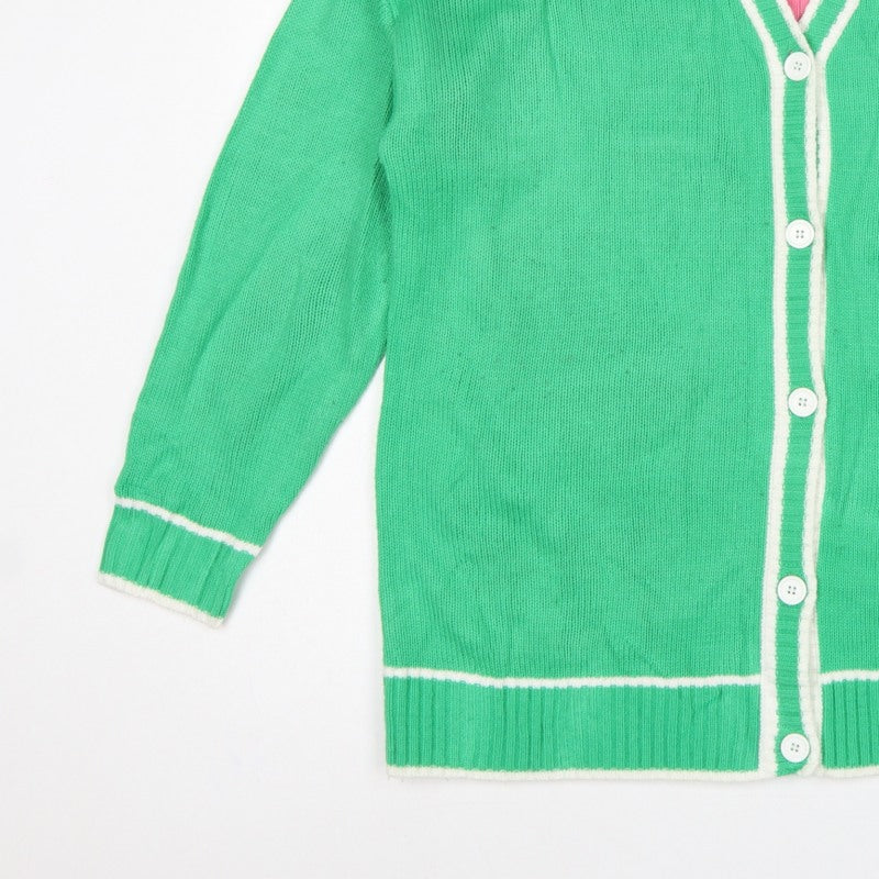 Playboy x Missguided Women Green UK 6 V-Neck Logo Knit Cardigan