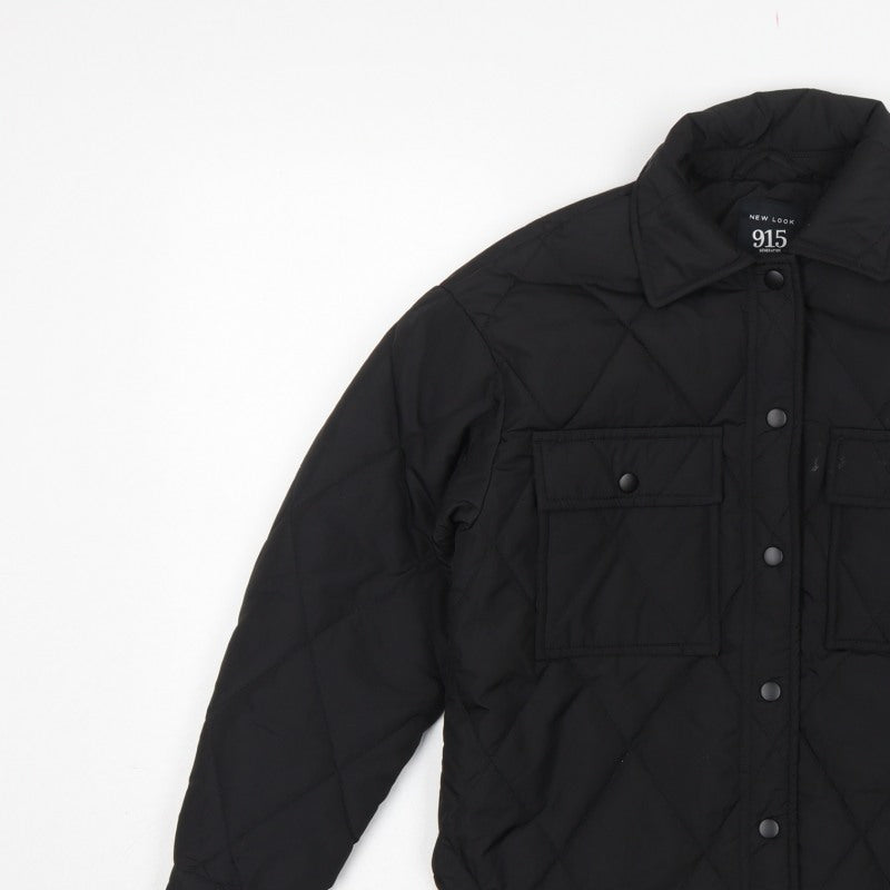 New Look 915 Girls Black Age 9 Quilted Shirt Jacket Padded