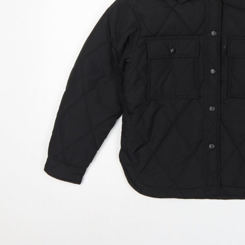 New Look 915 Girls Black Age 9 Quilted Shirt Jacket Padded