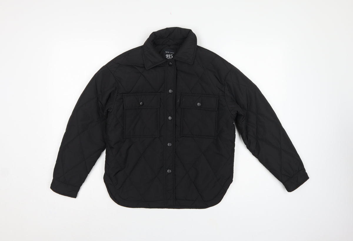 New Look 915 Girls Black Age 9 Quilted Shirt Jacket Padded