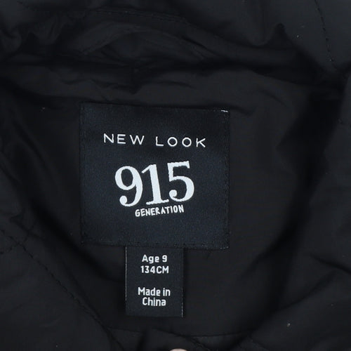 New Look 915 Girls Black Age 9 Quilted Shirt Jacket Padded