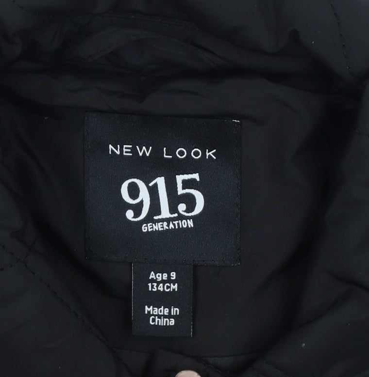 New Look 915 Girls Black Age 9 Quilted Shirt Jacket Padded