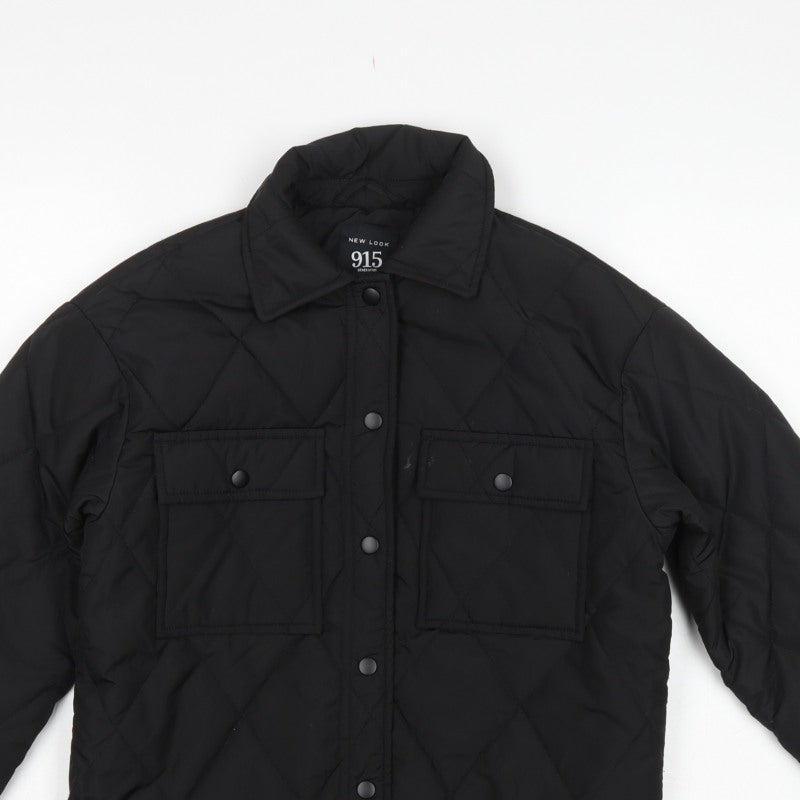 New Look 915 Girls Black Age 9 Quilted Shirt Jacket Padded