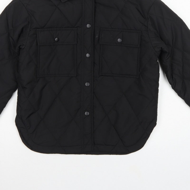 New Look 915 Girls Black Age 9 Quilted Shirt Jacket Padded