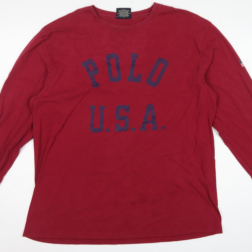 Polo Sport Ralph Lauren Men’s Red L USA Graphic Long Sleeve T-Shirt