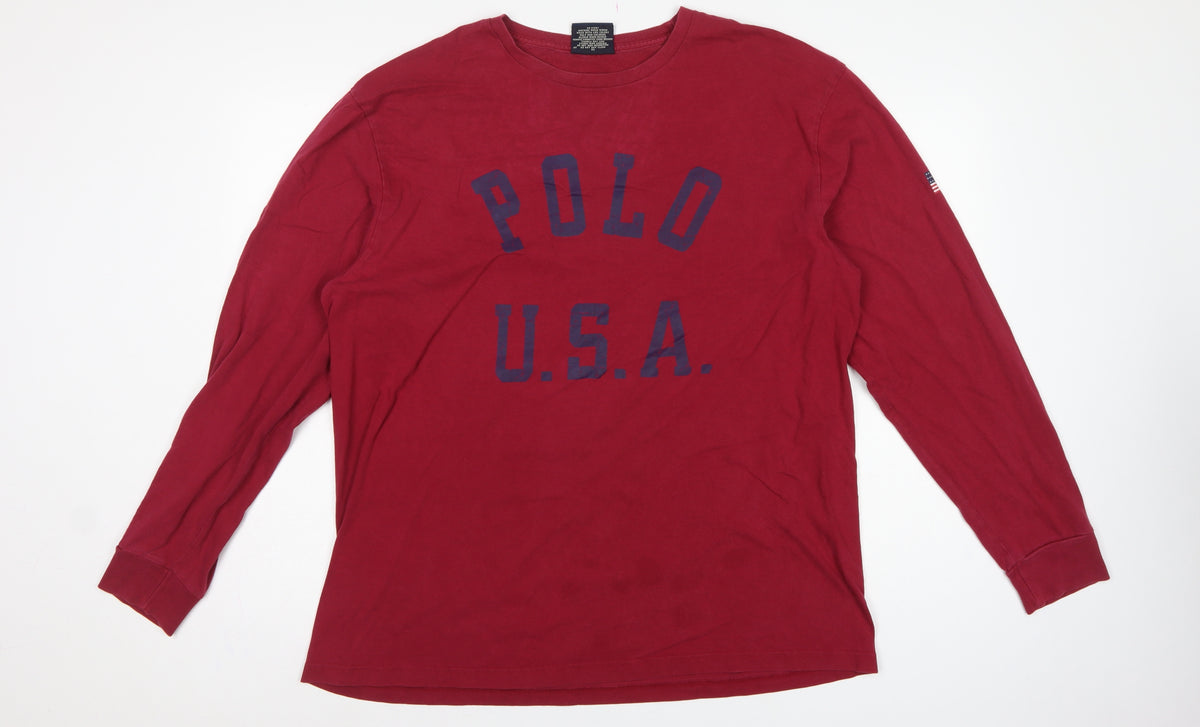 Polo Sport Ralph Lauren Men’s Red L USA Graphic Long Sleeve T-Shirt