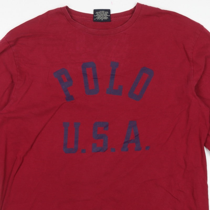 Polo Sport Ralph Lauren Men’s Red L USA Graphic Long Sleeve T-Shirt