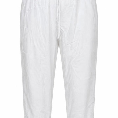 Marks and Spencer Women White Linen Blend Drawstring Jogger Trousers UK 16