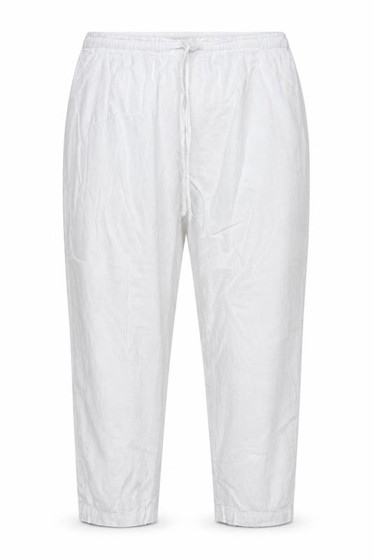 Marks and Spencer Women White Linen Blend Drawstring Jogger Trousers UK 16