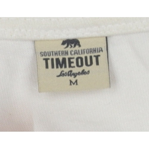 Timeout Women White Navy Striped M 3/4 Sleeve Jersey T-Shirt