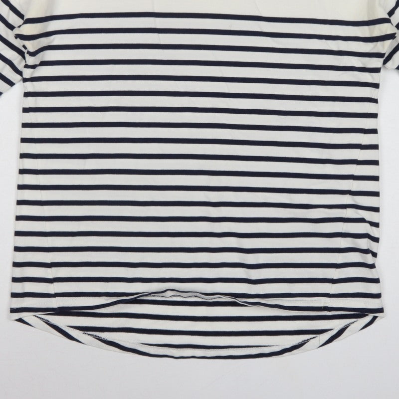 Timeout Women White Navy Striped M 3/4 Sleeve Jersey T-Shirt