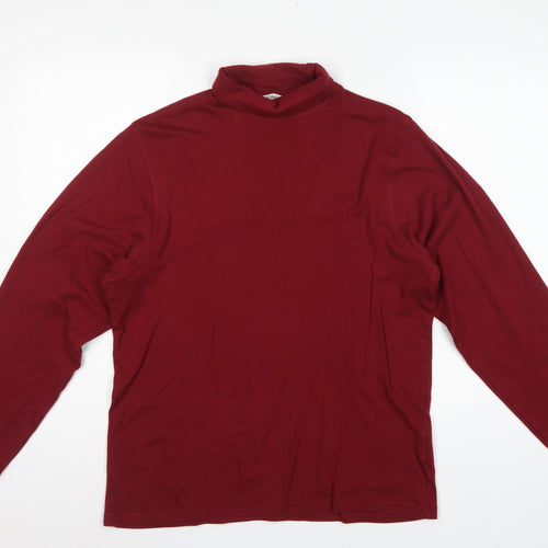 EWM Pure Classics Men’s Red Small Cotton Roll Neck Long Sleeve T-Shirt