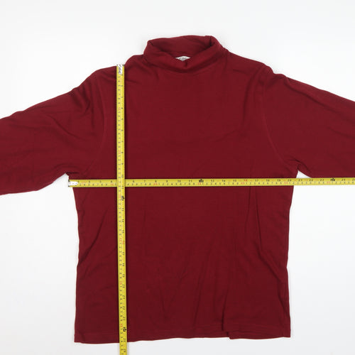 EWM Pure Classics Men’s Red Small Cotton Roll Neck Long Sleeve T-Shirt