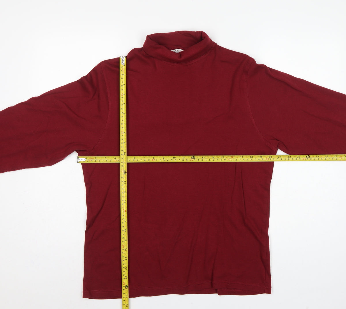 EWM Pure Classics Men’s Red Small Cotton Roll Neck Long Sleeve T-Shirt