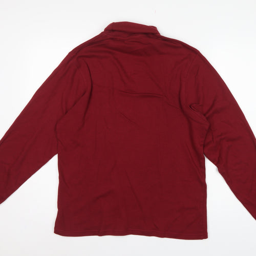 EWM Pure Classics Men’s Red Small Cotton Roll Neck Long Sleeve T-Shirt