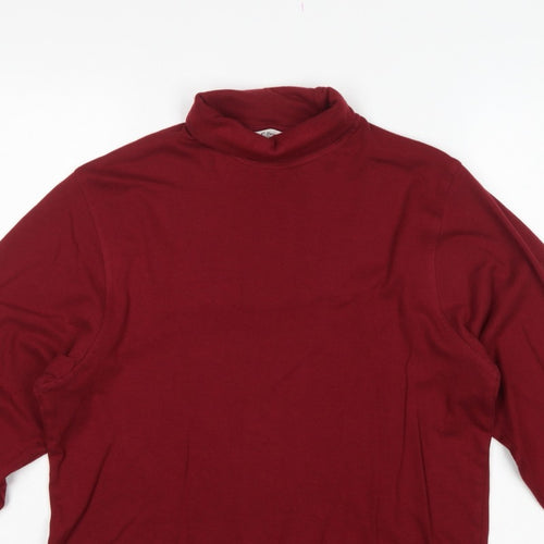 EWM Pure Classics Men’s Red Small Cotton Roll Neck Long Sleeve T-Shirt