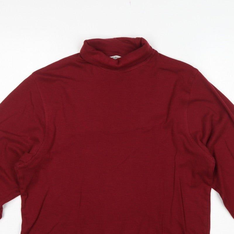 EWM Pure Classics Men’s Red Small Cotton Roll Neck Long Sleeve T-Shirt