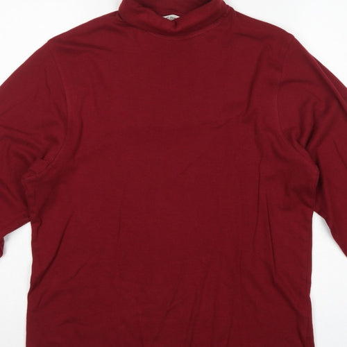 EWM Pure Classics Men’s Red Small Cotton Roll Neck Long Sleeve T-Shirt