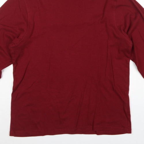 EWM Pure Classics Men’s Red Small Cotton Roll Neck Long Sleeve T-Shirt