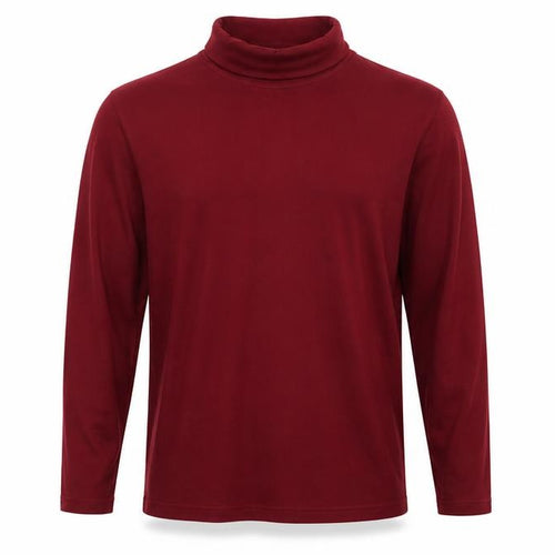 EWM Pure Classics Men’s Red Small Cotton Roll Neck Long Sleeve T-Shirt