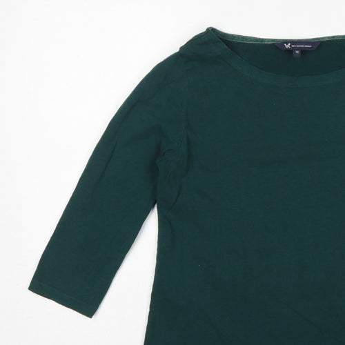 Crew Clothing Company Women Green Size 12 Cotton 3/4 Sleeve Tunic Top