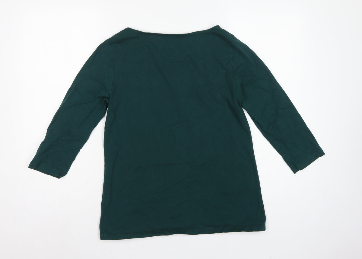 Crew Clothing Company Women Green Size 12 Cotton 3/4 Sleeve Tunic Top