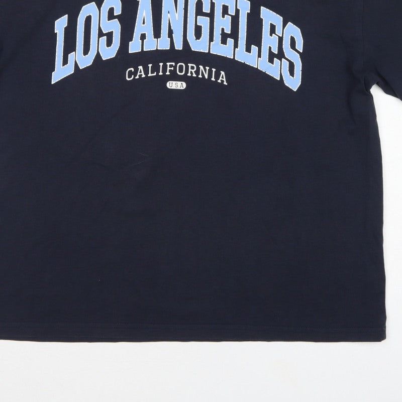 H&M Women Blue M Los Angeles California Cotton Jersey T-Shirt