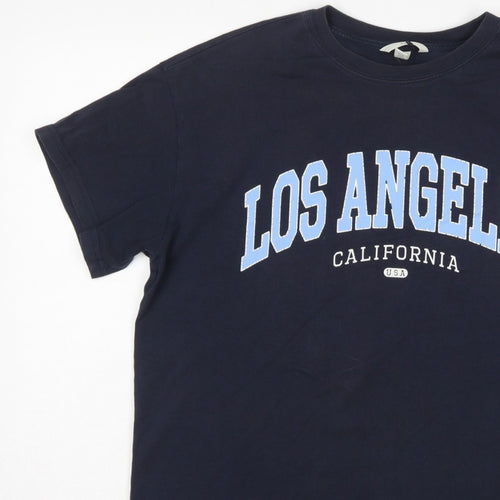 H&M Women Blue M Los Angeles California Cotton Jersey T-Shirt