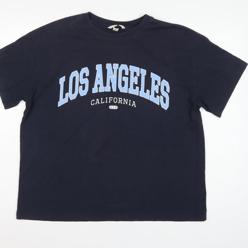 H&M Women Blue M Los Angeles California Cotton Jersey T-Shirt