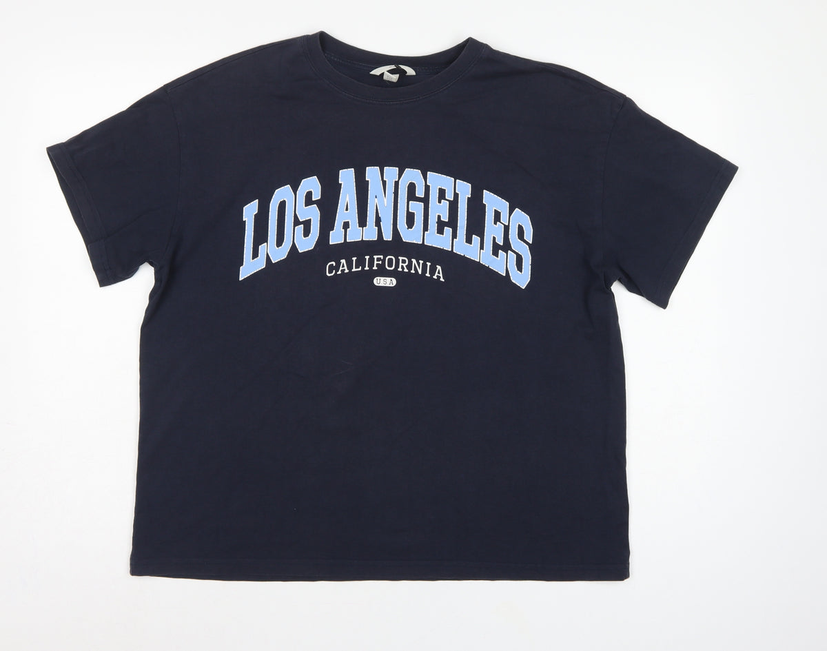 H&M Women Blue M Los Angeles California Cotton Jersey T-Shirt
