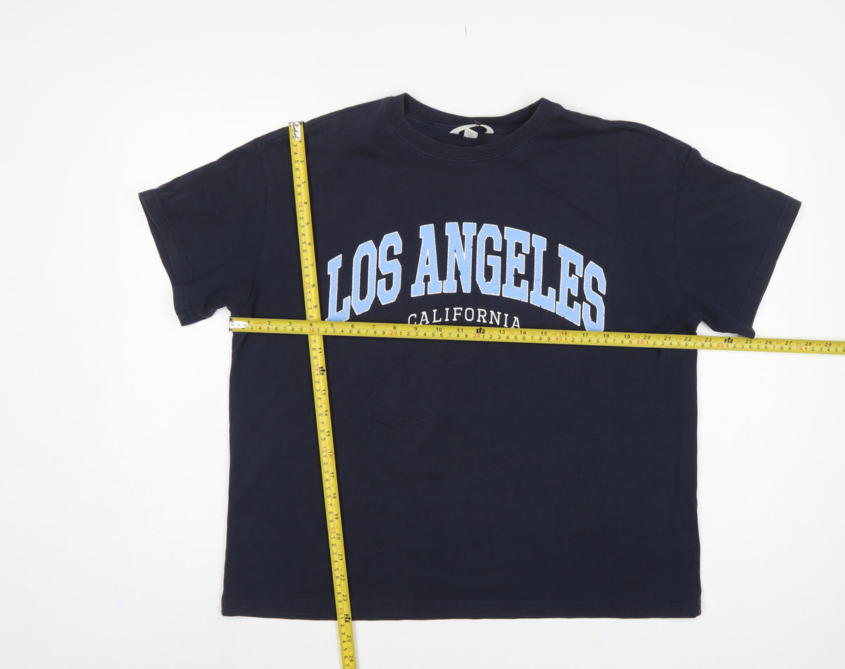 H&M Women Blue M Los Angeles California Cotton Jersey T-Shirt