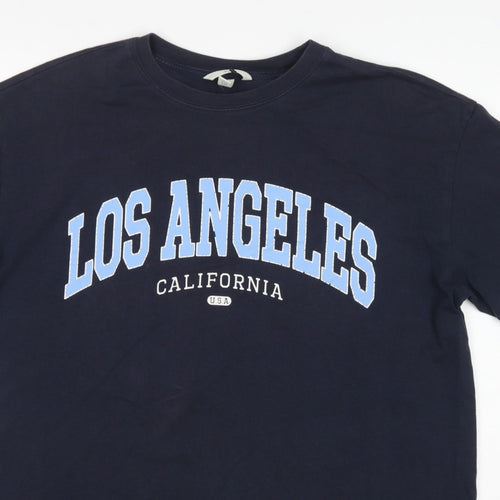 H&M Women Blue M Los Angeles California Cotton Jersey T-Shirt