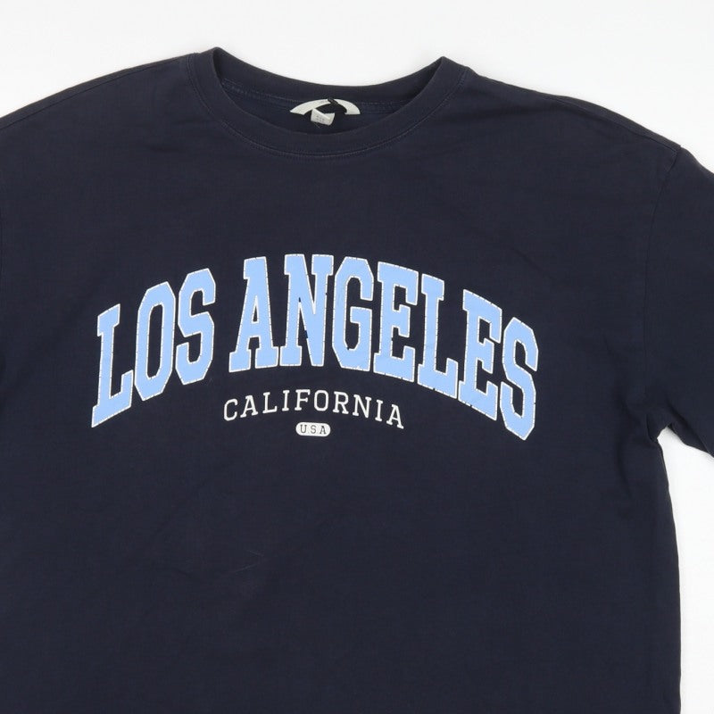 H&M Women Blue M Los Angeles California Cotton Jersey T-Shirt
