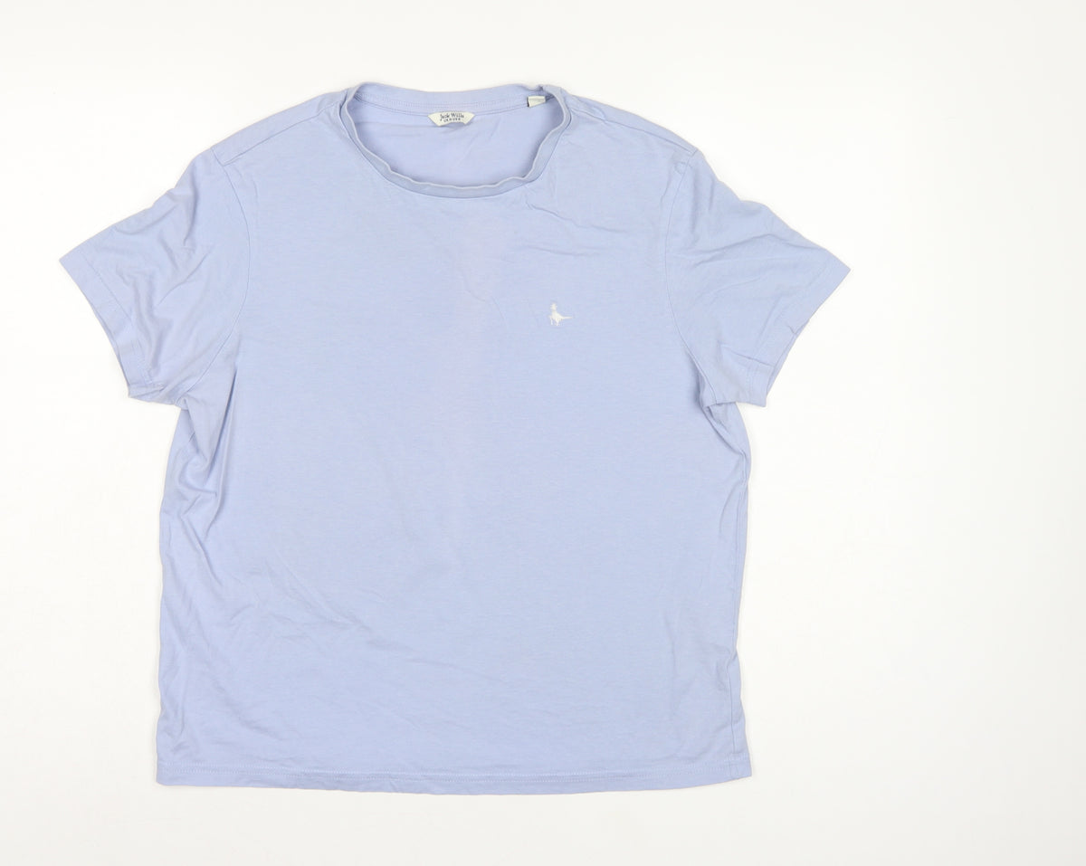 Jack Wills Women’s Blue UK 10 Basic Logo Jersey T-Shirt