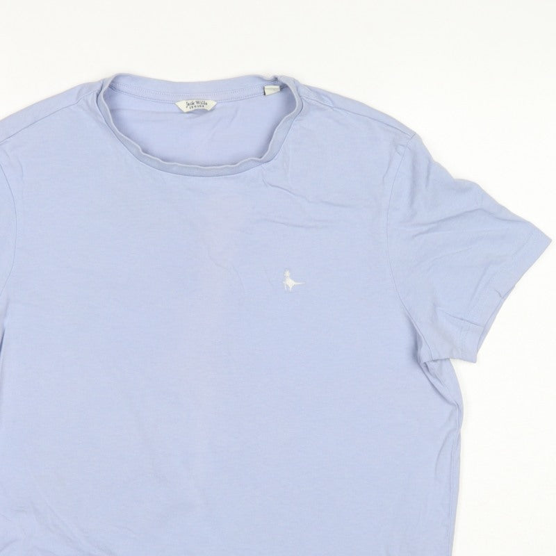 Jack Wills Women’s Blue UK 10 Basic Logo Jersey T-Shirt