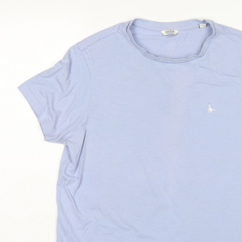 Jack Wills Women’s Blue UK 10 Basic Logo Jersey T-Shirt