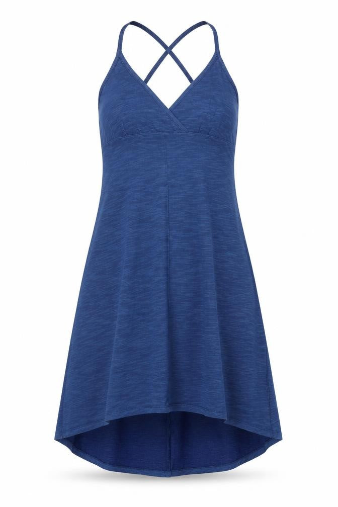 Lands' End Canvas Women Blue M Hi-Low Fit & Flare Jersey Dress