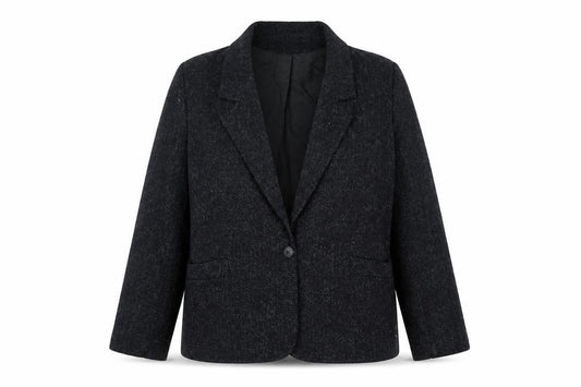 Debenhams Women’s Black Flecked Wool Blend Blazer UK 16 Vintage